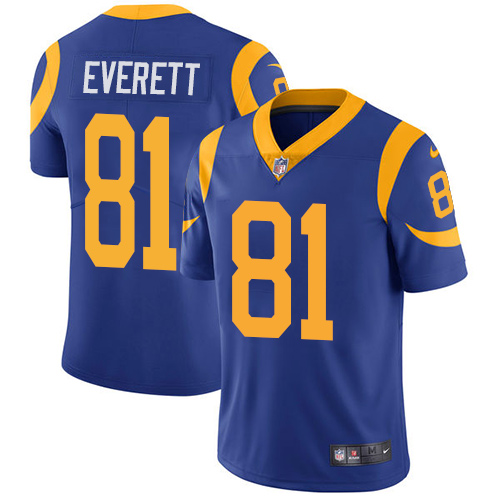 Nike Rams #81 Gerald Everett Royal Blue Alternate Youth Stitched NFL Vapor Untouchable Limited Jersey - Click Image to Close